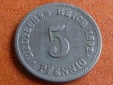 Deutschland Kaiserreich 5 Pfennig 1892 F, seltener Jahrgang