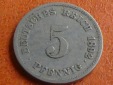 Deutschland Kaiserreich 5 Pfennig 1892 G, seltener Jahrgang