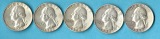 USA 5x 1 Silber Quarter 1958,59,60,62,64 Silber Golden Gate M...