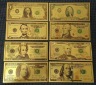 1-100 Dollar USA Banknoten-Satz mit 8 Scheinen auf Goldfolie f...
