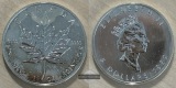 Kanada.  5 Dollar 1992 Maple Leaf   FM-Frankfurt    Feinsilber...