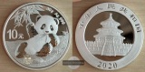 China,  10 Yuan 2020  Panda  FM-Frankfurt  Feinsilber: 30g