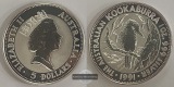 Australien,  5 Dollar 1991  Kookaburra  FM-Frankfurt  Feinsilb...