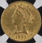 USA 5 Dollar 1901 | NGC MS62 | Liberty Head