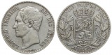 Belgien: Leopold I., 5 Francs 1853, 25 gr. 900er Silber, besse...