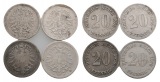 Kaiserreich; 4x 20 Pfennig 1876; verschiedene Buchstaben