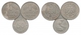 BRD; 2x 1 Mark 195571968; 1x 50 Pfennig 1967