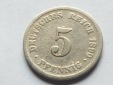 Deutschland Kaiserreich 5 Pfennig 1890 G, seltener Jahrgang