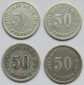 Kaiserreich: Vier verschiedene 50 Pfennig