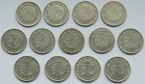 Weimarer Republik: 13 verschiedene 50 Pfennig Nickel