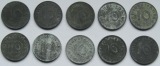 Alliierte Besatzung: 5 x 10 Pfennig 1945 F + 5 x 10 Pfennig 19...