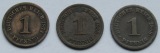 Kaiserreich: 3 x 1 Pfennig seltene Jahrgänge 1874 G + 1885 G ...