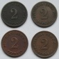 Kaiserreich: 4 x 2 Pfennig seltene Jahrgänge 1874 H + 1875 H ...