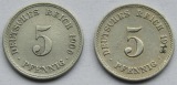 Kaiserreich: 5 Pfennig 1909 F + 1913 J