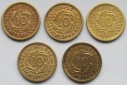 Weimarer Republik: 5 x 10 Pfennig seltene Jahrgänge