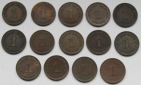 Kaiserreich: Lot aus 14 verschiedenen 1 Pfennig 1874-1889 in T...