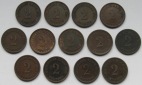 Kaiserreich: Lot aus 13 verschiedenen 2 Pfennig 1873-1877 in T...