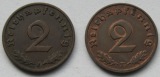 Deutsches Reich: 2 Pfennig 1936 F + 1937 E