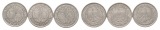 Drittes Reich; 3x  50 Reichspfennig 1937; verschiedene Buchstaben