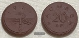 Sachsen Notmünzen  20 Pfennig 1921  FM-Frankfurt   Steinzeug ...