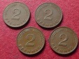 Münzsatz 4 x 2 Pfennig 1950 DFGJ - selten