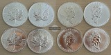 Kanada 4x 5 Dollar 1990 Maple Leaf   FM-Frankfurt    Feinsilbe...