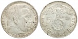 Deutschland: III. Reich, 5 Mark 1938 J, Paul von Hindenburg, 1...