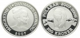 Dänemark: Margrethe II., 100 Kroner 2007 Eisbär, 1 Unze Fein...