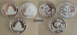 China 3x 10 Yuan 1995-1997 Panda   FM-Frankfurt  Feinsilber: 93g