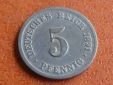 Deutschland Kaiserreich 5 Pfennig 1891 G, seltener Jahrgang