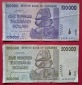 ZIMBABWE 100000 Dollars 2008 und 500000 Dollars 2008 (beide Pr...