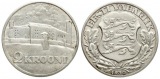 Estland: 2 Krooni 1930, 12,00 gr. 835 er Silber, ø = 30 mm, T...