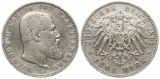 Kaiserreich, Württemberg: Wilhelm II., 5 Mark 1895 F, Silber ...