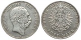 Sachsen: Albert, 5 Mark 1875 E, Silber. etwas Patina, siehe Bi...