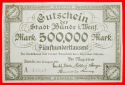 Ⰶ WESTFALEN: DEUTSCHLAND BÜNDE ★ 500000 MARK 1923 UNGEWÖ...