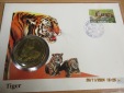 5 Dollars Cook Islands 1990 Numisbrief Tiger Gefährdete Tierw...