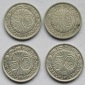 Deutsches Reich: 50 Pfennig 1929 F + 1936 E + 1938 G + 1938 J