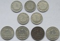 Deutsches Reich: 5 x 50 Pfennig + 4 x 1 Mark Nickel