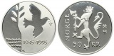 Norwegen: Harald V., 50 Kroner 1995 a.d. Kriegsende, 16,85 g. ...