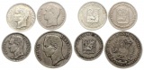 Venezuela: Kleines Lot von 4 Silbermünzen, zusammen12,36 Gram...