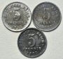 ( B6 ) Deutsches Kaiserreich - 3x 5 Pfennig 1922 -D/E/G- , ver...