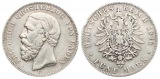 Kaiserreich/Baden: Friedrich , 5 Mark 1876 G, Silber, Patina, ...