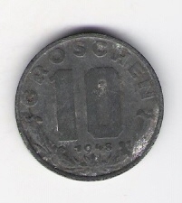  Österreich 10 Groschen Zink 1948 Schön Nr.66   