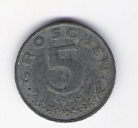  Österreich 5 Groschen Zink 1966   Schön Nr.65   