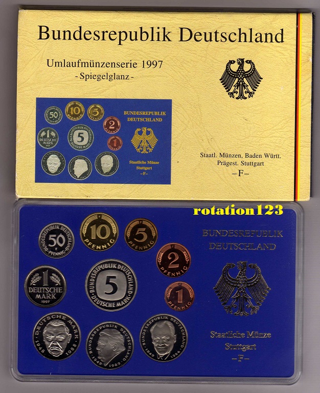  Original KMS Deutschland 1997 -F- PP / Proof **Auflage 45.120 Ex. weltweit** RAR   
