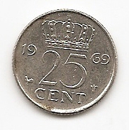  Niederlande 25 Cent 1969 #262   