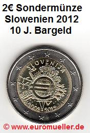 Slowenien 2 Euro Sondermünze 2012...10 J. Bargeld   