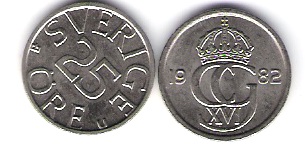  Schweden 25 Öre 1982 K-N Schön Nr.72   