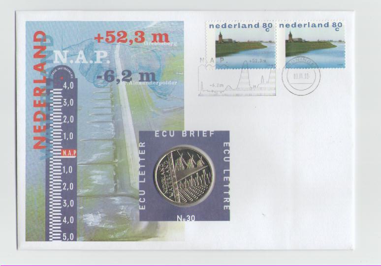  Numisbrief Niederlande ECU No.30 aus 1998(Wasserreiche Niederlande)   