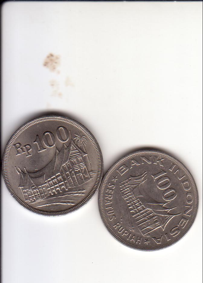  Indonesien 2 mal 100 Rupien 1973,78 in ss+-vz   